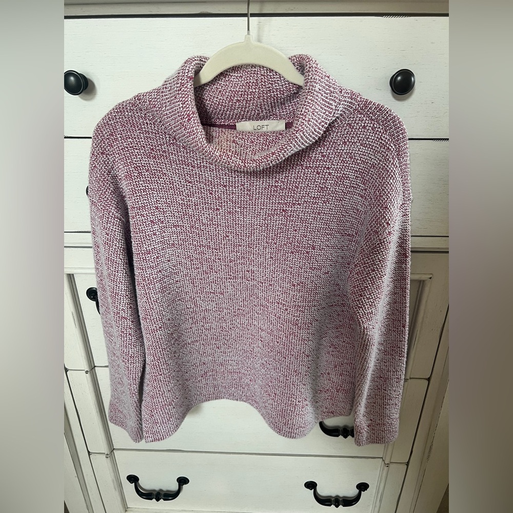 LOFT Marled Purple Cowl Neck Sweater